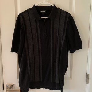 Express Mens Striped Knit Top Black/Grey, Size L